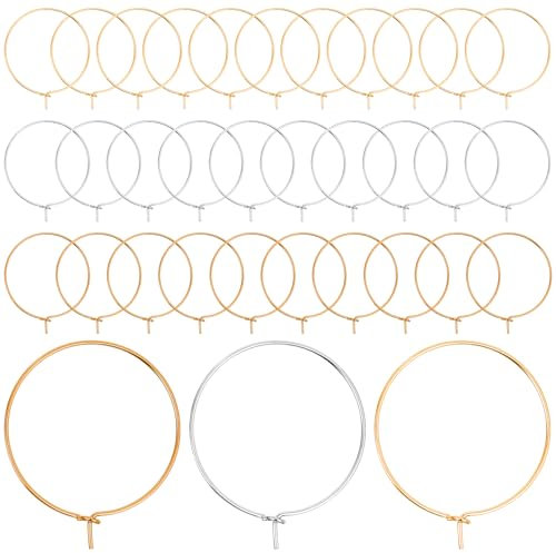 Classicseali 120pcs Earring Hoops for Jewellery Making, Wine Glass Charm Rings, Gold and Silver Earr Make Kit, Earring Beading Hoops, 25 mm Earrings Hoop for DIY Craft, Party, Wedding Decor