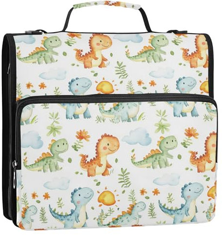 Ordner-Organizer mit 3 Ringen, 3,8 cm, wasserdicht, für Schule, niedliche Dinosaurier