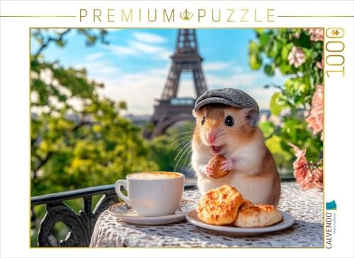 Puzzle · Café, Croissant & Chérie | Süßer Hamster auf Reisen · 1000 Teile · Lege-Größe 64 × 48 cm · CALVENDO Puzzle