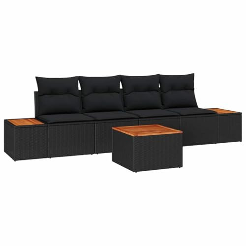 vidaXL Garten-Sofa-Set 5 STK. Schwarz Poly Rattan