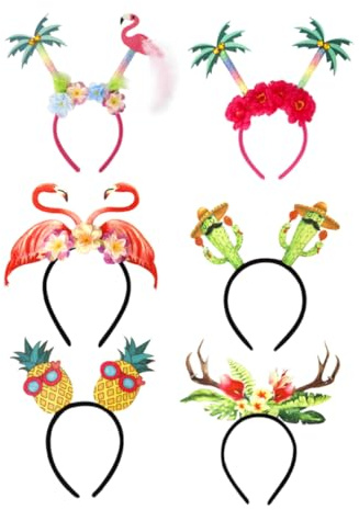TOGEVAL 6 pièces Bandeau Hawaïen Accessoire de Fête Plage Déco Luau et Confortable pour Événements