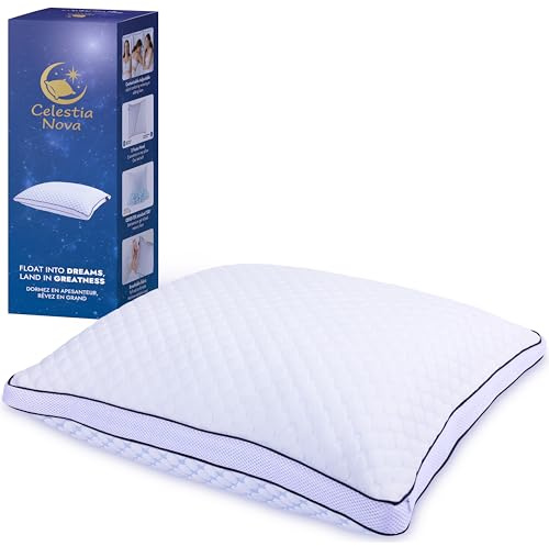 Celestia Nova Oreiller Ergonomique Cervical à Mémoire de Forme – Oreiller Orthopédique Ajustable pour Douleurs Cervicales et Soutien de la Nuque – Double Face Fraîcheur – Housse Lavable – 60x50 cm