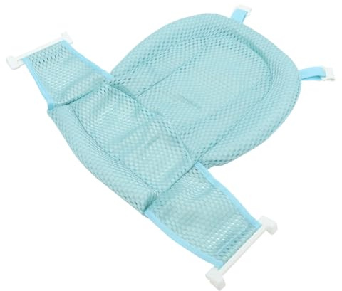 Babybadewannennetz mit Drei Punkt Schnalle, Rutschfestes Pp, Blau | Neugeborene im Wannenbereich, Elastische Stütze, Bequem Geformt, für Badewanne und Draußen