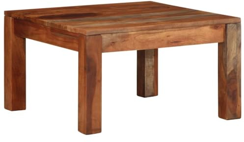 KTHLBRH Couchtisch aus massivem Akazienholz, Couchtisch aus Massivholz, Wohnzimmermöbel mit robuster Struktur und Lack-Finish, 60 x 60 x 35 cm