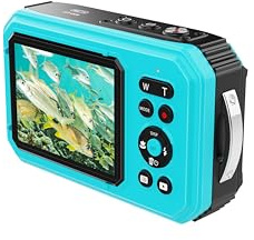 Appareil Photo Numérique Etanche, Yixinxin 4K 64MP 33FT UHD Appareil photo sous-marin pour la plongée avec tuba avec carte de 32 Go Double écran Appareil photo flottant compact étanche à l'eau et à la