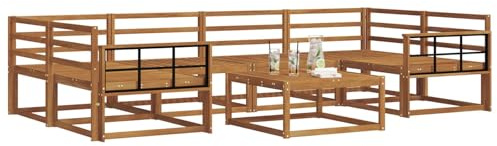 vidaXL Outdoor-Sofagarnitur 7 pcs Natur Massivholz Akazie, Modernes Outdoor-Sofaset, langlebige Gartenmöbel für Patio, Poolbereich, Hinterhof-Couch und modulares Sofa.
