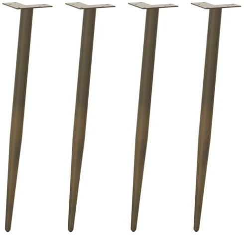 Runheo Konsolentisch Beine aus Naturstahl Konische Form 72-73 cm Höhe, 4 Stück pulverbeschichteter Stahl Möbelfuß mit verstellbaren Nivellierfüßen für Couchtisch, Schreibtisch, Esstisch