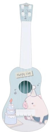 Yctze Guitare ukulélé Jouable pour Enfants, Jouet Musical éducatif pour Enfants de Plus de 3 Ans, Plastique Léger, 1 unité (Gâteau Cochon)