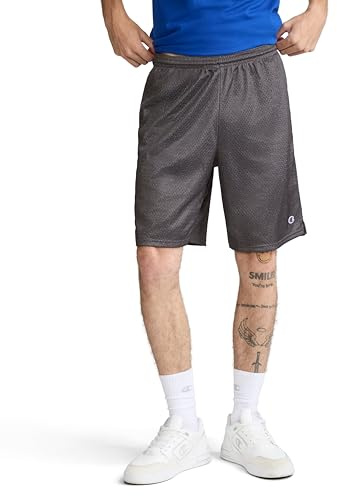 Champion mens 9 Shorts, Mesh Shorts, 9, Mesh Basketball Shorts, Mesh Gym Shorts athletic warm up and track jackets, Granite Heather-407q88, Small US