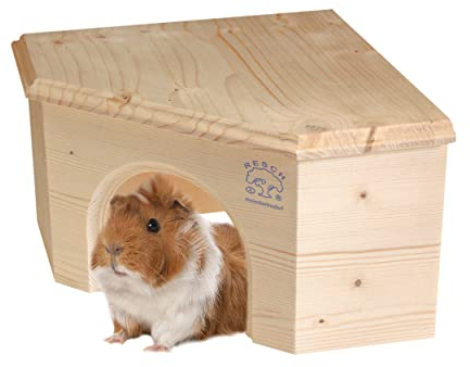 Resch Nr14 Meerschweinchen Eckhaus naturbelassenes Massivholz aus Fichte/großer Eingang und platzsparendes Design