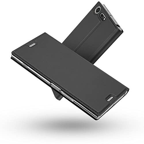 Radoo Sony Xperia XZ Premium Hülle, Premium PU Leder Handyhülle Brieftasche-Stil Magnetisch Klapphülle Etui Brieftasche Hülle Schutzhülle Tasche für Sony Xperia XZ Premium (Schwarz grau)