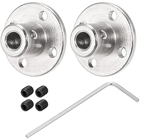 sourcing map Acoplamiento de Brida 5mm Diámetro Interior, Acoplador de Eje Guía de Motor 12x22mm(HxD), Conector de Motor con Tornillo y Llave Hexagonal para Motor Modelo RC, 2 Pcs