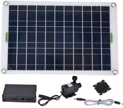 DEWIN Kit Pompa Acqua Solare 20W, Pompa Laghetto Solare Pompa Acqua Energia Solare Pompa Solare per Fontana da Giardino Pompa per Laghetto Solare in Plastica 800L/h 12V