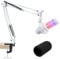 SUNMON Weißer Mikrofon Arm für HyperX QuadCast S, QuadCast S2 Mic Boom Arm Ständer mit Mikrofon Schaumstoff Tischhalterung Set, Universell Mikrofonarm für QuadCast S, Blue Snowball, Blue Yeti,SoloCast