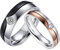 Banemi Trauringe Edelstahl Rosegold, Partnerringe für Sie und Ihn Breit Zweifarbig mit Zirkonia zum Hochzeitstag des Paares