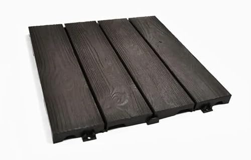 WUEFFE Piastrelle in plastica Effetto Legno 38x38 h2,5 - mattonella piastrella plastica (caffè, 1)