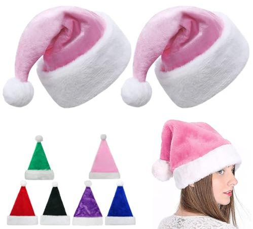 2 Stück Weihnachtsmütze Nikolausmütze Erwachsene Plüsch,45cm Plüsch Nikolausmütze mit Doppeltem Samt für Weihnachtsfeiern,Bequemes Dicker Klassischer nikolaus mütze für festliche Partys im neuen Jahr