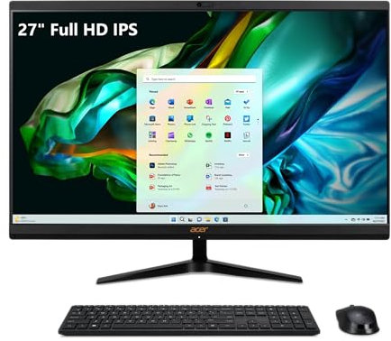 acer Ordinateur de bureau Aspire C27-1800-UR12 AIO | Écran IPS Full HD de 27 po | Intel Core i5-12450H | Graphiques UHD | 16 Go DDR4 | SSD PCIe Gen 4 de 1 To | Wi-Fi sans fil 6E | Clavier et souris
