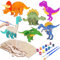 PUWOWYE 12 Stück Dinosaurier Holz Bastelset, Drachen Holz Basteln Kinder, 3D Dinosaurier Holzbastelsets für Kinder, Dino Bastelset Kindergeburtstag für Jungen Mädchen, mit Acrylfarben