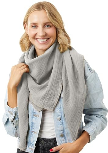 Salt & Sand Musselintuch Damen | Musselin Schal & Musselin Halstuch | XL Tuch leicht & stilvoll für jede Jahreszeit | Schals & Tücher Damen | PREMIUM QUALITÄT made in Europe