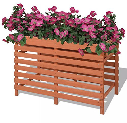 qohoio Jardinière 100 x 50 x 71 cm Bois Jardiniere sur Pieds,Bac avec Treillis,Jardiniere Terrasse