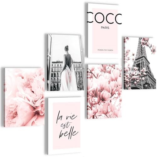 DecoMe Fashion Coco N002460a - Lot de posters - Motif fleurs et roses - Sans cadre - Pour salon, chambre à coucher, chambre de fille - Fabriqué en Allemagne - Fashion Coco