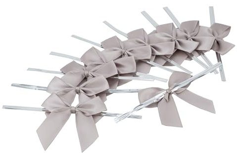 Creativery Satinschleifen 5cm 10 Stück - Farbauswahl - farbecht & waschbar - Schleifen mit entfernbarem Draht - Fertige Geschenkschleifen zum Dekorieren Basteln Aufnähen Kleben - Taupe