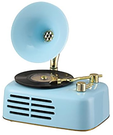 Tragbarer Phonograph, Retro-Stil, Zweik-Stereo-Lautsprecher, unterstützt Bluetooth/U+B/FM-Radio, geeignet für Zuhause, Party, Büro, Dekoration (Himmelblau)