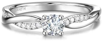 FANCIME 0,3 Karat Lab-Grown Diamant Ringe Damen, Elegantes Timeless Ringe aus 925 Sterling Silber Verlobungsring Hochzeit Valentinstag Schmuck für Damen Frauen Sie (D-E Farbe, VS Clarity)