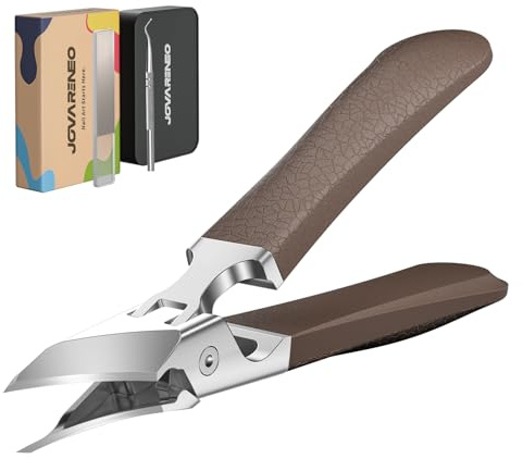 Eagle Beak Slanted Nail Clippers for Thick & Ingrown Toenails | Wide Jaw Opening Anti-Splash Angled Toenail Cutter with Curved Blade, Cuticle Clippers for Seniors, 3-Piece Set with Case