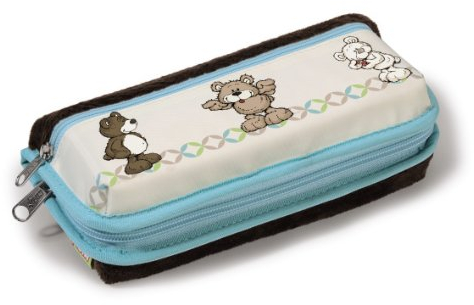 Nici 35604 - Mäppchen Bär graubeige, Nylon/Plüsch, 21 x 9 x 6 cm