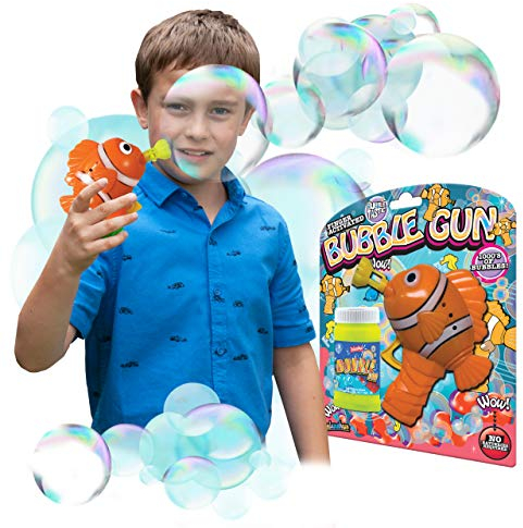 Bubble Gun - Clownfisch von Deluxebase. Kinder-Tier-Seifenblasen-Spielzeug. Lustiges Seifenblasen Spielzeug, das Stunden Spaß durch Reibungskraft Macht