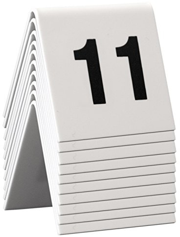Securit Set of 10 Table Number Signs, White Plastic Tent Style Table Number Cards for Bars, Restaurants, Cafes or Wedding Receptions - Set 11-20 4x4x5cm