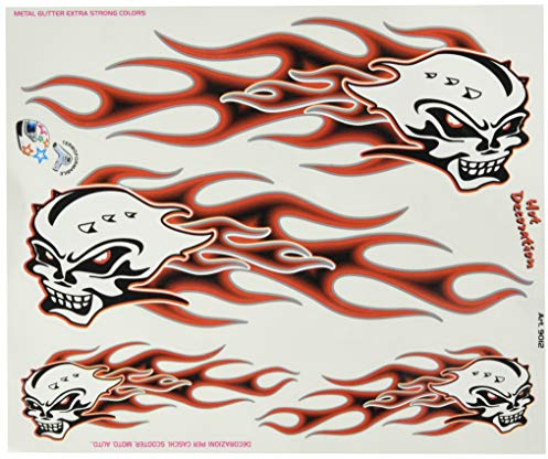 4R Quattroerre.it 9012 Aufkleber Schädel mit Flammen, 20 x 24 cm