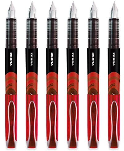 Zebra Fuente - Disposable Fountain Pen - Red Ink - Pack of 6