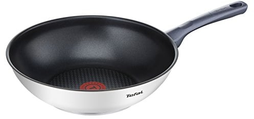 Tefal Daily Cook - Wok de 28 cm, Apto inducción, antiadherente, revestimiento titanio, Thermo-signal, sin PFOA, apto lavavajillas y horno, acero inoxidable