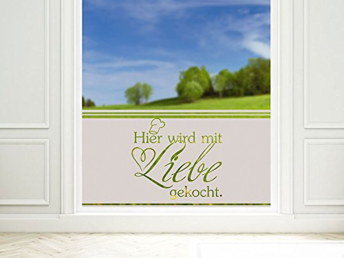 GRAZDesign Fensterfolie Küche Blickdicht Hier Wird gekocht Sichtschutzfolie selbstklebend - 80x57cm / Motiv: mit Liebe gekocht