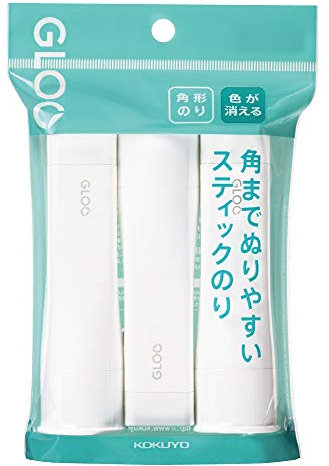 Kokuyo Gloo Square Glue Stick, Color Disappearable, Medium Size, Pack of 3, Japan Import (TA-G312-3P)