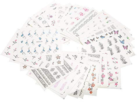 DIY Decals, 50 Sheets Mixed Flower Butterfly Cartoon Water Transfer Stickers, Nail Art Accessory for Festival Decoration and Daily Design Nails Stickers (Xf)