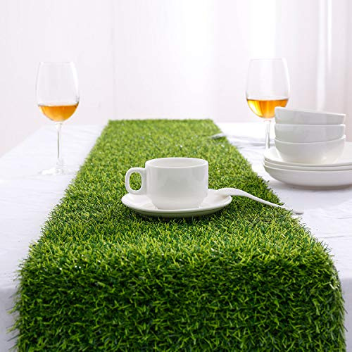 Chemin de table en herbe artificielle 35,6 x 121,9 cm, parfait pour le printemps, l'automne, les vacances d'été, les mariages, les anniversaires, les banquets, Thanksgiving, Noël, décorations de