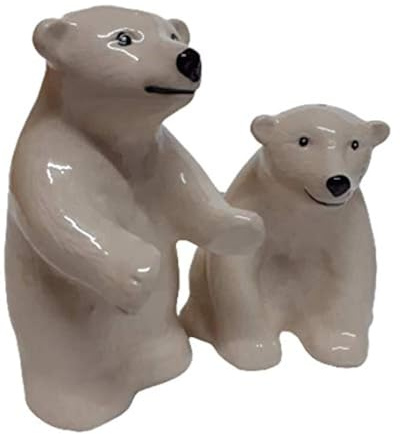 BFYSYO Polarbär Eisbär Salz und Pfefferstreuer Eierbecher Keramik Gewürzset 17x14x9 cm