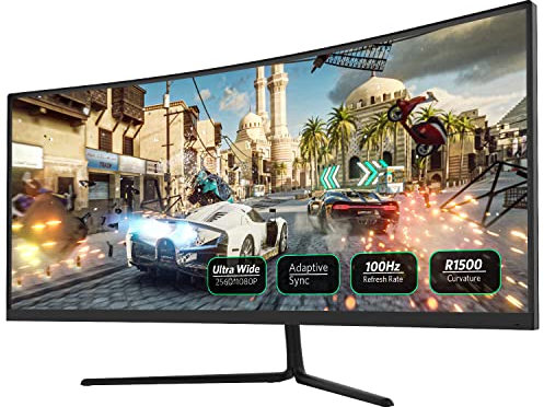 Fiodio 30in Curved Gaming Monitor 100Hz, Full HD 21:9 Ultrawide PC Computer Monitor Built-in Speakers, 2560 * 1080P HDMI DP Ports, VESA Wall Mount Ready 75 x 75mm (DP Cable Included)