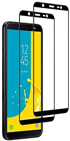 WEOFUN 2 pièces films protection d'écran en verre trempé 3D pour Samsung Galaxy J6 2018 Dureté 9H Anti-rayures, anti-huile, anti-bulles(noir)