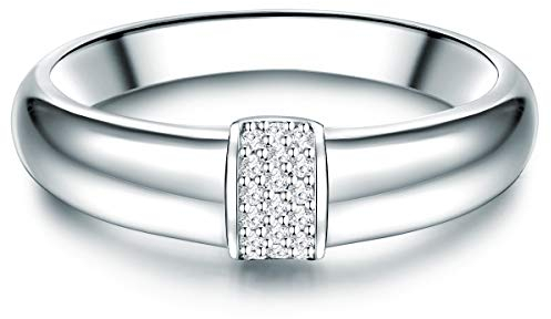 Trilani Damen Verlobungsring aus 925/- Sterling Silber mit Zirkonia im Brillantschliff Silberring Antragsring Ehering