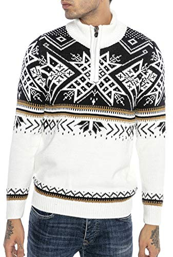 Redbridge Strickpullover für Herren Norweger Pullover Stehkragen Reißverschluss