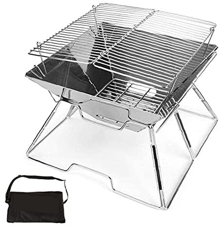 YAOBAO BBQ Grill, Tragbarer Gefalteter Holzkohlegrill Tisch Outdoor Edelstahl Rauch BBQ Für Picknick Garten Terrasse Camping Reise Convient 3 À 5 Personnes,Without Box
