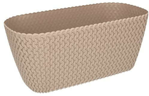 KOTARBAU® Jardinera Ovalada 300 mm para Exteriores e Interiores, Jardinera de plástico, Maceta Beige Mocca, Macetero para Plantas y Hierbas para Jardín, Terraza, Balcón, Maceta Trenzada