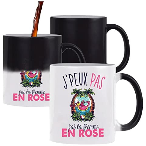 Mug Magique J'peux pas Flamant rose flemme | Tasse Humour