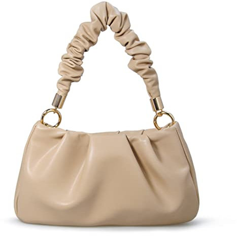 Cloud Pouch Bag Damen Schultertasche, weiches veganes Leder, Vintage, Hobo-Kette, Umhängetasche, nude, Small
