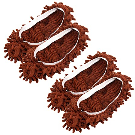 Surakey Chaussons Mop, 2 Paires Couvre-Chaussures Réutilisables,Multifonction Microfibre Poussière Mop Chaussures Chaussons De Nettoyage Pantoufle Serpillière pour Maison Plancher Fenêtre